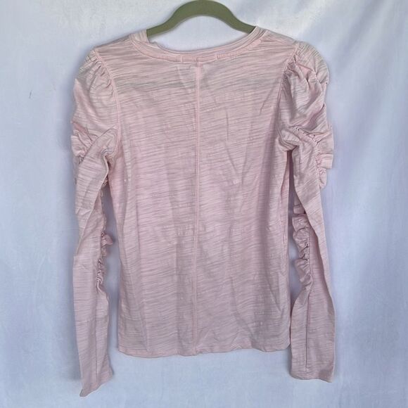 FREE PEOPLE We The Free Natasha Ruched Long Sleeve Top in Blush Pink Small - Picture 9 of 9